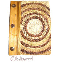Photo Album, Handmade From Carton Decorated With Banana Bark Fibre And Natural Leaves