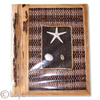 Photo Album, Handmade From Carton Decorated With Cinnamon Stick, Banana Bark Fibre And Sea Shell