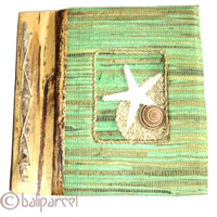 Photo Album, Handmade From Carton Decorated With Cinnamon Stick, Banana Bark Fibre And Sea Shell