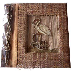 Photo Album, Handmade From Carton Decorated With Cinnamon Stick, Banana Bark Fibre And Natural Leaves