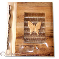 Photo Album, Handmade From Carton Decorated With Cinnamon Stick, Banana Bark Fibre And Wooden Carving