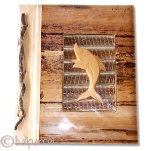 Photo Album, Handmade From Carton Decorated With Cinnamon Stick, Banana Bark Fibre And Wooden Carving