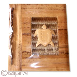 Photo Album, Handmade From Carton Decorated With Cinnamon Stick, Banana Bark Fibre And Wooden Carving
