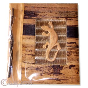 Photo Album, Handmade From Carton Decorated With Cinnamon Stick, Banana Bark Fibre And Wooden Carving