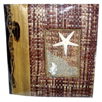 Photo Album, Handmade From Carton Decorated With Cinnamon Stick, Banana Bark Fibre And Sea Shell