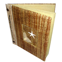 Photo Album, Handmade From Carton Decorated With Cinnamon Stick, Banana Bark Fibre And Sea Shell