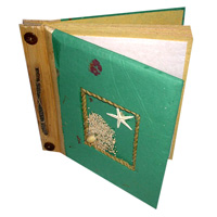 Photo Album, Handmade From Carton Decorated With Cinnamon Stick, Banana Bark Fibre And Sea Shell