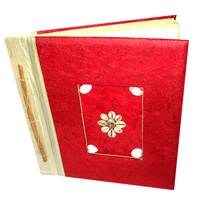 Photo Album, Handmade From Carton Decorated With Cinnamon Stick, Banana Bark Fibre And Sea Shell
