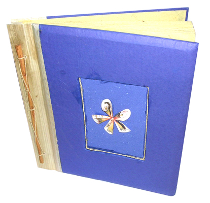 Photo Album, Handmade From Carton Decorated With Cinnamon Stick, Banana Bark Fibre And Sea Shell