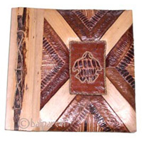 Photo Album, Handmade From Carton Decorated With Banana Bark Fibre And Natural Leaves