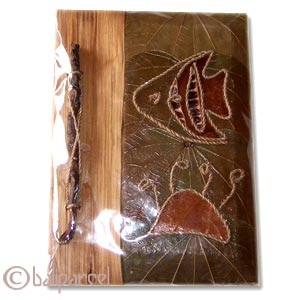 Photo Album, Handmade From Carton Decorated With Banana Bark Fibre And Natural Leaves