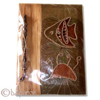 Photo Album, Handmade From Carton Decorated With Banana Bark Fibre And Natural Leaves