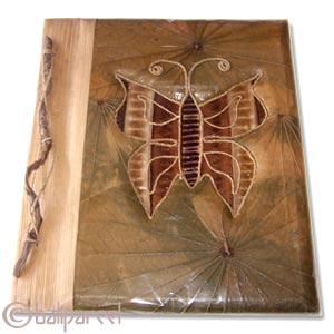 Photo Album, Handmade From Carton Decorated With Banana Bark Fibre And Natural Leaves