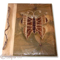 Photo Album, Handmade From Carton Decorated With Banana Bark Fibre And Natural Leaves