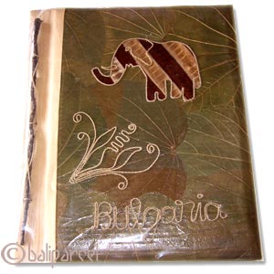 Photo Album, Handmade From Carton Decorated With Cinnamon Stick, Banana Bark Fibre And Natural Leaves
