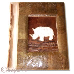 Photo Album, Handmade From Carton Decorated With Cinnamon Stick, Banana Bark Fibre And Natural Leaves