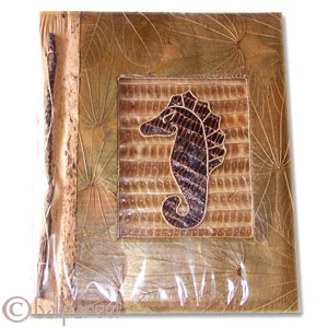 Photo Album, Handmade From Carton Decorated With Cinnamon Stick, Banana Bark Fibre And Natural Leaves