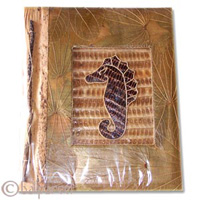 Photo Album, Handmade From Carton Decorated With Cinnamon Stick, Banana Bark Fibre And Natural Leaves