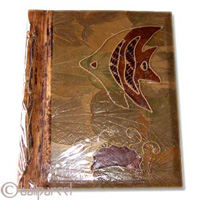 Photo Album, Handmade From Carton Decorated With Cinnamon Stick, Banana Bark Fibre And Natural Leaves