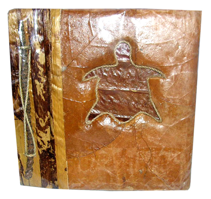Photo Album, Handmade From Carton Decorated With Cinnamon Stick, Banana Bark Fibre And Natural Leaves
