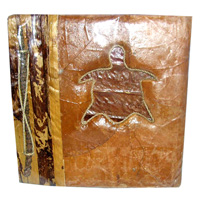 Photo Album, Handmade From Carton Decorated With Cinnamon Stick, Banana Bark Fibre And Natural Leaves