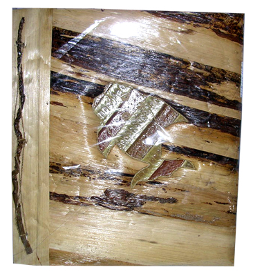 Photo Album, Handmade From Carton Decorated With Cinnamon Stick, Banana Bark Fibre And Natural Leaves