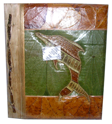 Photo Album, Handmade From Carton Decorated With Cinnamon Stick, Banana Bark Fibre And Natural Leaves