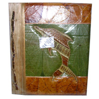 Photo Album, Handmade From Carton Decorated With Cinnamon Stick, Banana Bark Fibre And Natural Leaves