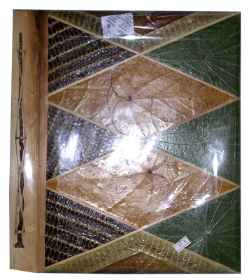 Photo Album, Handmade From Carton Decorated With Cinnamon Stick, Banana Bark Fibre And Natural Leaves