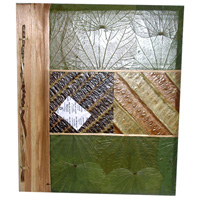Photo Album, Handmade From Carton Decorated With Cinnamon Stick, Banana Bark Fibre And Natural Leaves