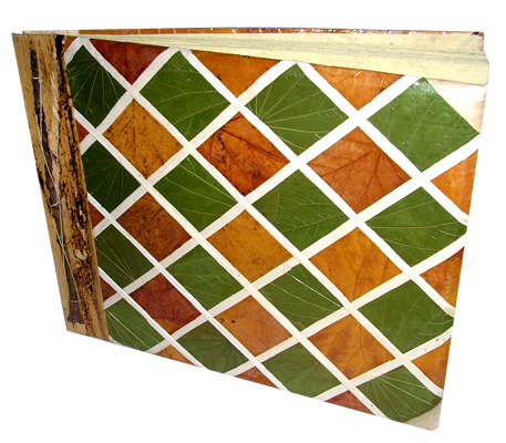 Photo Album, Handmade From Carton Decorated With Cinnamon Stick, Banana Bark Fibre And Natural Leaves
