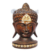Buddha Mask Antique With Stand, Handmade From Albesia Wood