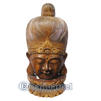 Buddha Mask Antique With Stand, Handmade From Albesia Wood