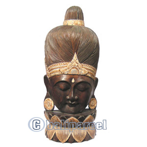 Buddha Mask Antique With Stand, Handmade From Albesia Wood