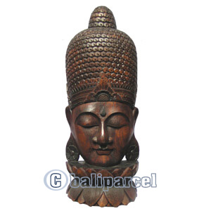 Buddha Mask Antique With Stand, Handmade From Albesia Wood