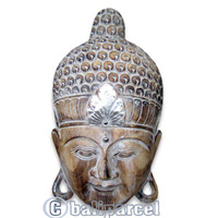 Buddha Mask Antique, Handmade From Albesia Wood