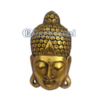 Buddha Mask With Gold Painted, Handmade From Albesia Wood