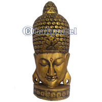 Buddha Mask With Gold Painted, Handmade From Albesia Wood