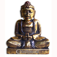 Buddha Antique With Gold Painted, Handmade From Albesia Wood