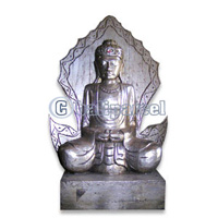 Buddha With Gold Painted, Handmade From Albesia Wood