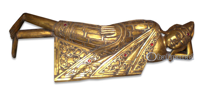 Buddha  With Gold Painted, Handmade From Albesia Wood