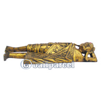 Buddha  With Gold Painted, Handmade From Albesia Wood
