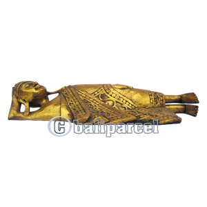 Buddha  With Gold Painted, Handmade From Albesia Wood