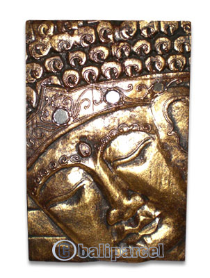 Buddha Panel With Gold Painted, Handmade From Albesia Wood