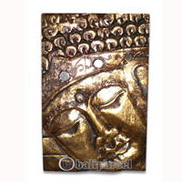 Buddha Panel With Gold Painted, Handmade From Albesia Wood
