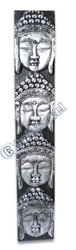 Buddha Panel With Siver Painted, Handmade From Albesia Wood