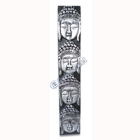 Buddha Panel With Siver Painted, Handmade From Albesia Wood