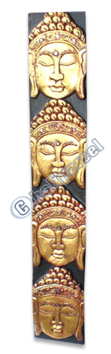 Buddha Panel With Gold Painted, Handmade From Albesia Wood