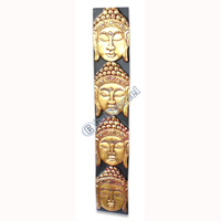 Buddha Panel With Gold Painted, Handmade From Albesia Wood