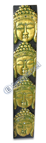 Buddha Panel With Green Painted, Handmade From Albesia Wood